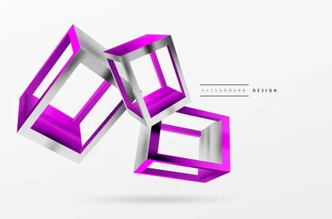 3D cube shapes vector geometric background. Trendy techno business template for Stock Illustration
