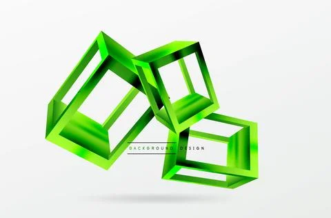 3D cube shapes vector geometric background. Trendy techno business template for Stock Illustration