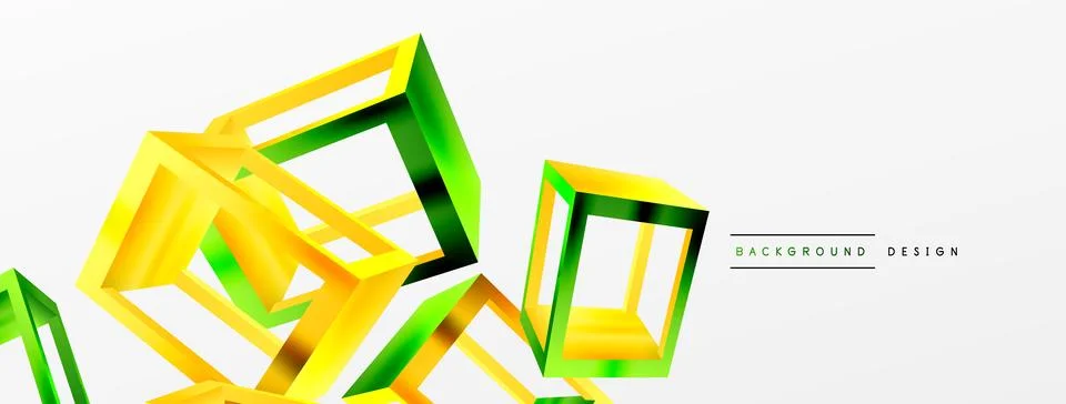 3D cube shapes vector geometric background. Trendy techno business template for Stock Illustration