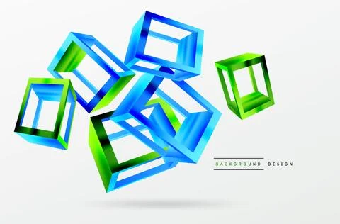 3D cube shapes vector geometric background. Trendy techno business template for Stock Illustration