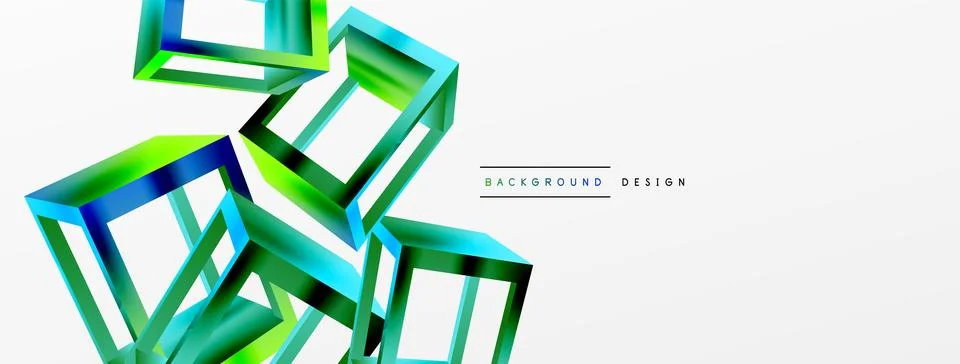 3D cube shapes vector geometric background. Trendy techno business template for Stock Illustration
