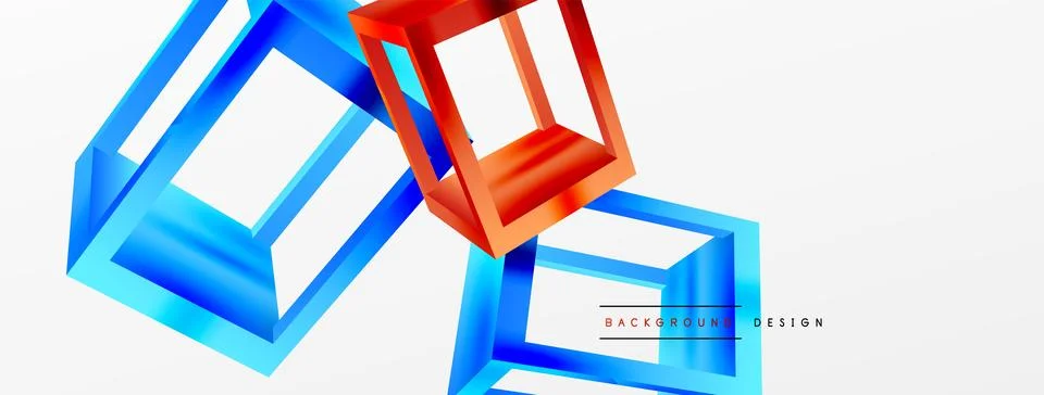 3D cube shapes vector geometric background. Trendy techno business template for Stock Illustration