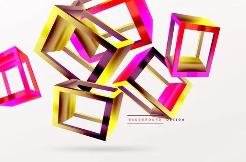 3D cube shapes vector geometric background. Trendy techno business template for Stock Illustration