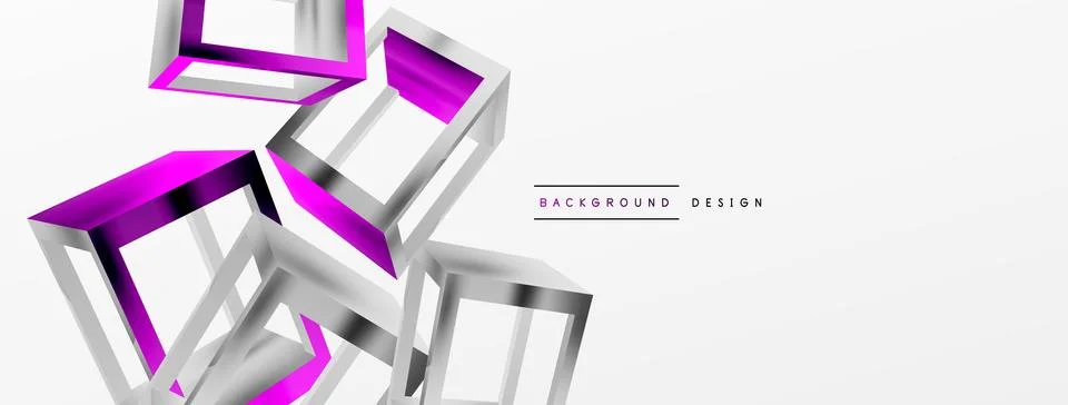 3D cube shapes vector geometric background. Trendy techno business template for Stock Illustration