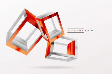 3D cube shapes vector geometric background. Trendy techno business template for Stock Illustration