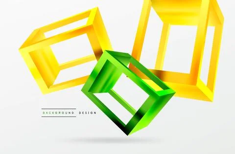 3D cube shapes vector geometric background. Trendy techno business template for Stock Illustration