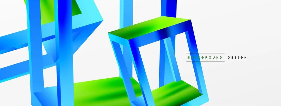 3D cube shapes vector geometric background. Trendy techno business template for Stock Illustration