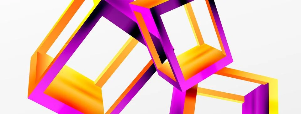 3D cube shapes vector geometric background. Trendy techno business template for Stock Illustration