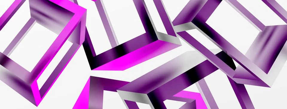 3D cube shapes vector geometric background. Trendy techno business template for Stock Illustration