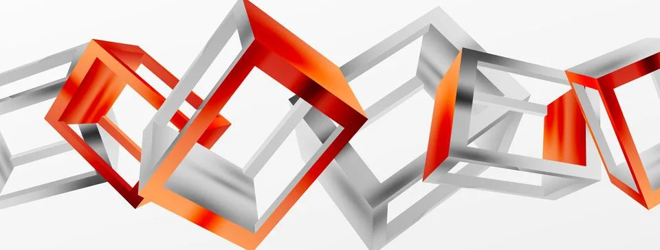 3D cube shapes vector geometric background. Trendy techno business template for Stock Illustration