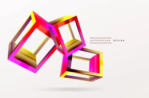 3D cube shapes vector geometric background. Trendy techno business template for Stock Illustration