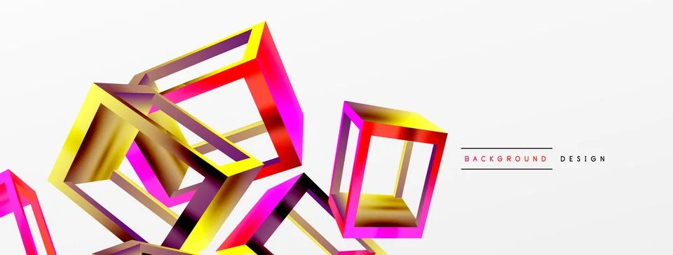 3D cube shapes vector geometric background. Trendy techno business template for Stock Illustration
