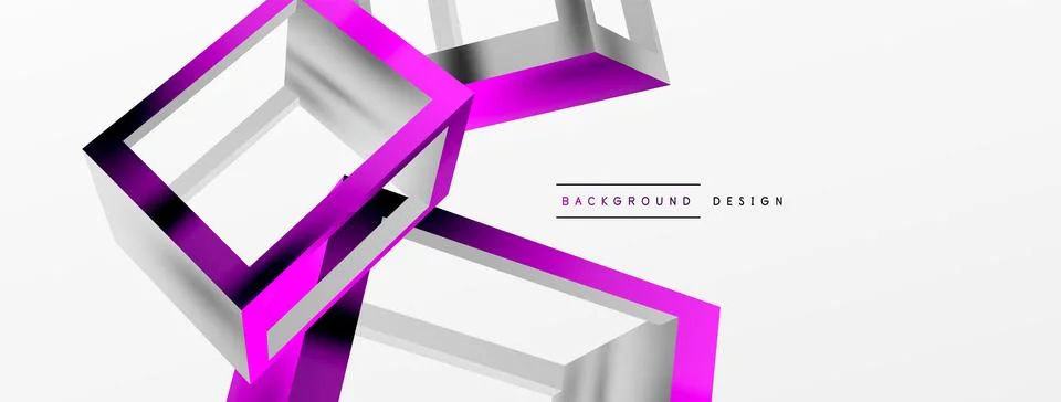 3D cube shapes vector geometric background. Trendy techno business template for Stock Illustration