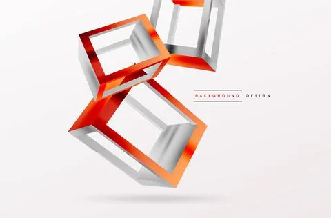 3D cube shapes vector geometric background. Trendy techno business template for Stock Illustration