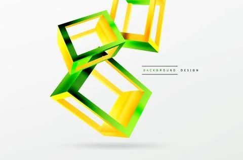 3D cube shapes vector geometric background. Trendy techno business template for Stock Illustration