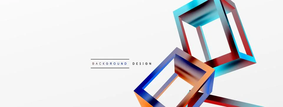 3D cube shapes vector geometric background. Trendy techno business template for Stock Illustration