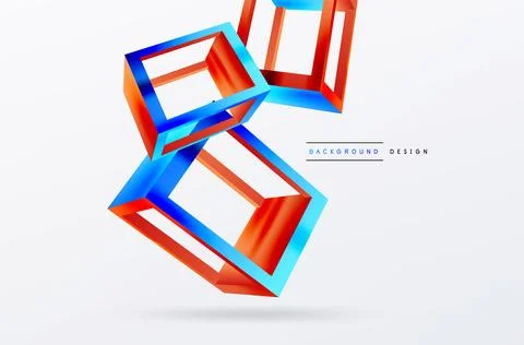 3D cube shapes vector geometric background. Trendy techno business template for Stock Illustration