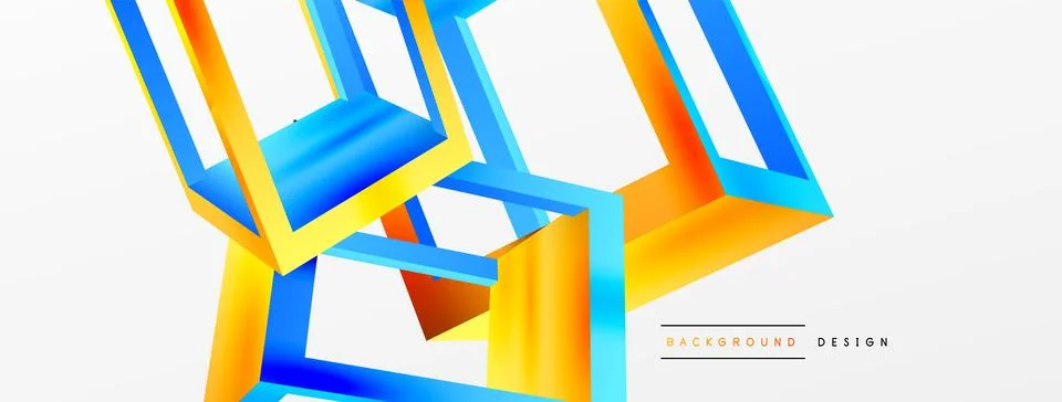 3D cube shapes vector geometric background. Trendy techno business template for Stock Illustration