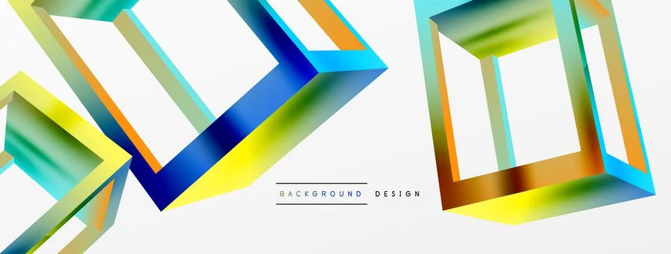 3D cube shapes vector geometric background. Trendy techno business template for Stock Illustration