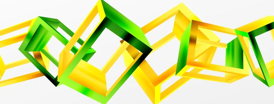 3D cube shapes vector geometric background. Trendy techno business template for Stock Illustration