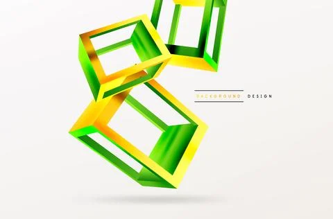 3D cube shapes vector geometric background. Trendy techno business template for Stock Illustration