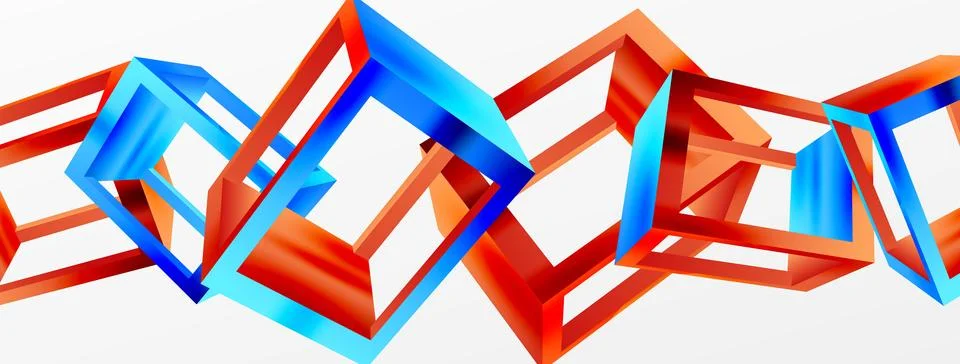 3D cube shapes vector geometric background. Trendy techno business template for Stock Illustration