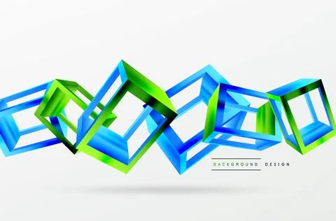 3D cube shapes vector geometric background. Trendy techno business template for Stock Illustration