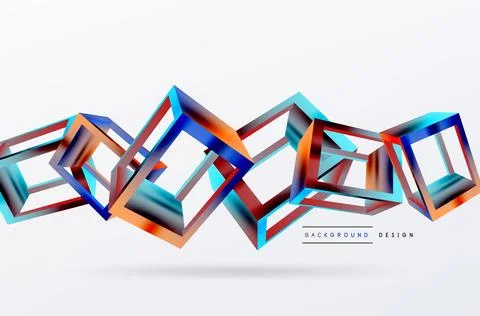 3D cube shapes vector geometric background. Trendy techno business template for Stock Illustration