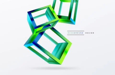 3D cube shapes vector geometric background. Trendy techno business template for Illustrazione stock