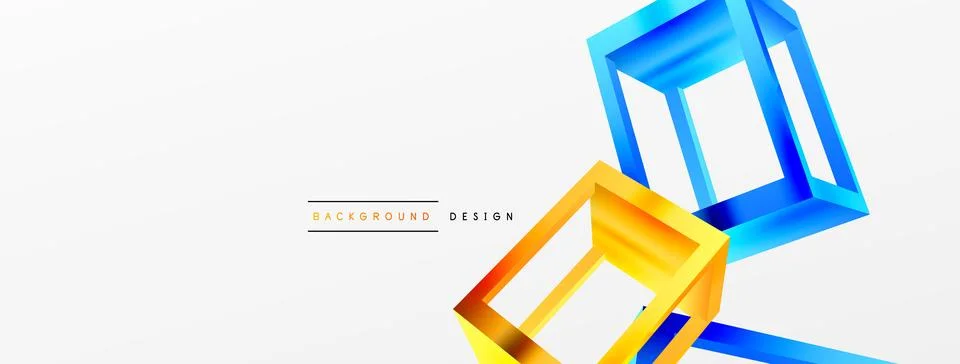 3D cube shapes vector geometric background. Trendy techno business template for Stock Illustration