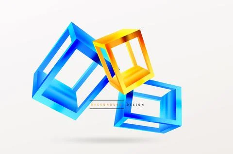 3D cube shapes vector geometric background. Trendy techno business template for Stock Illustration