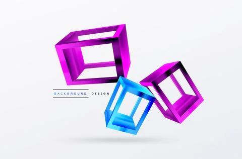 3D cube shapes vector geometric background. Trendy techno business template for Illustrazione stock
