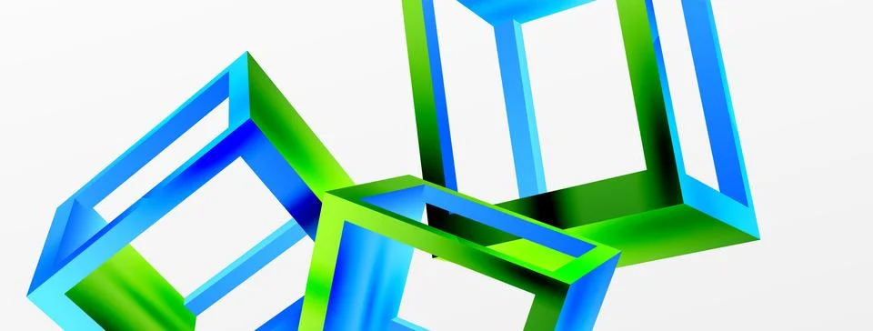 3D cube shapes vector geometric background. Trendy techno business template for Stock Illustration