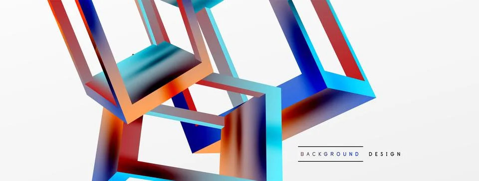3D cube shapes vector geometric background. Trendy techno business template for Stock Illustration