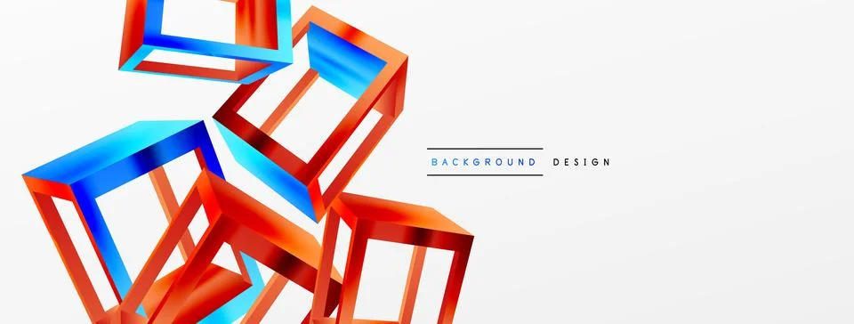 3D cube shapes vector geometric background. Trendy techno business template for Illustrazione stock