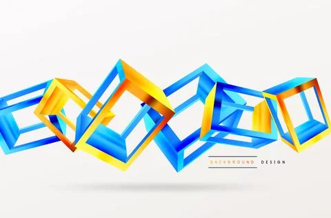 3D cube shapes vector geometric background. Trendy techno business template for Stock Illustration