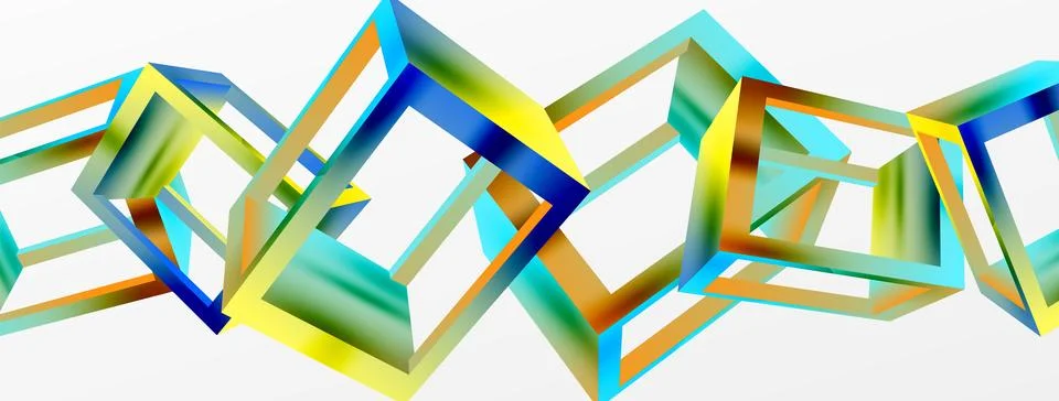 3D cube shapes vector geometric background. Trendy techno business template for Stock Illustration