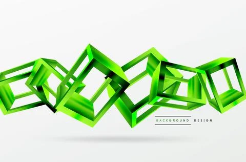 3D cube shapes vector geometric background. Trendy techno business template for Stock Illustration