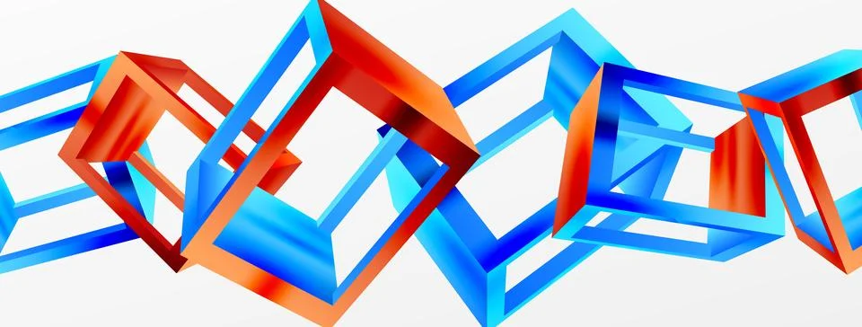 3D cube shapes vector geometric background. Trendy techno business template for Stock Illustration