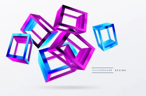 3D cube shapes vector geometric background. Trendy techno business template for Illustrazione stock