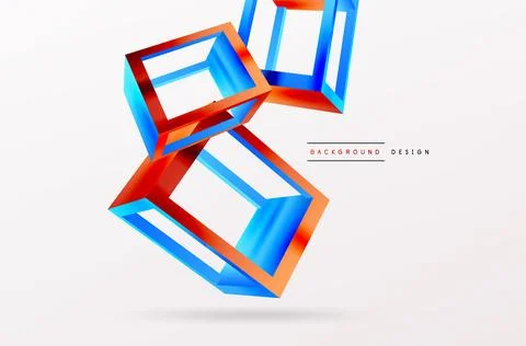 3D cube shapes vector geometric background. Trendy techno business template for Stock Illustration