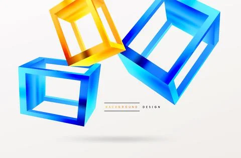3D cube shapes vector geometric background. Trendy techno business template for Stock Illustration