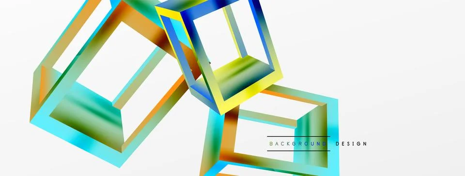 3D cube shapes vector geometric background. Trendy techno business template for Stock Illustration