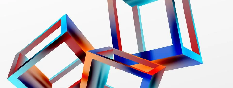 3D cube shapes vector geometric background. Trendy techno business template for Stock Illustration