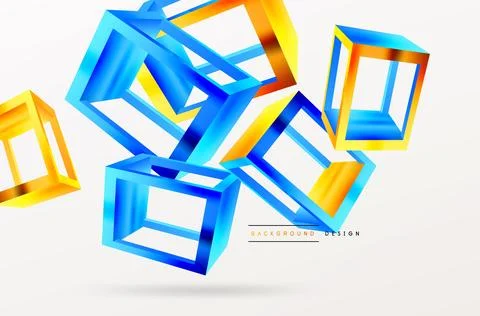 3D cube shapes vector geometric background. Trendy techno business template for Stock Illustration
