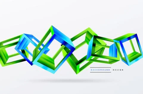 3D cube shapes vector geometric background. Trendy techno business template for Stock Illustration