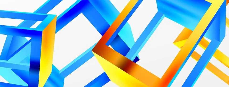 3D cube shapes vector geometric background. Trendy techno business template for Stock Illustration