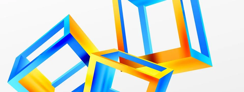 3D cube shapes vector geometric background. Trendy techno business template for Stock Illustration