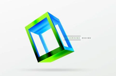 3D cube shapes vector geometric background. Trendy techno business template for Stock Illustration