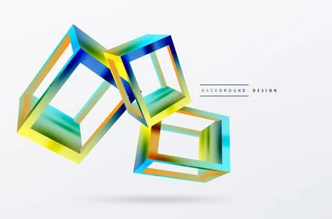 3D cube shapes vector geometric background. Trendy techno business template for Stock Illustration